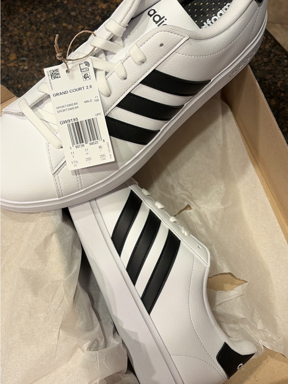 adidas White and Black Men's Low-Top Sneakers